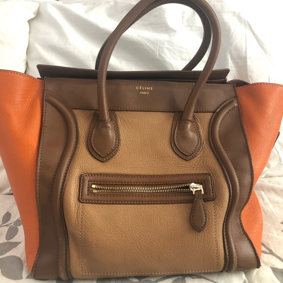 Celine Nano Lugagge Tote in Brown and Orange - Picture 7 of 8